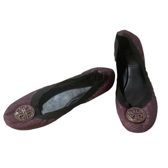 Tory Burch Purple Metallic Sparkle Caroline’s Flats 9.5 - Picture 3 of 9